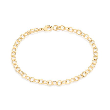 PULSEIRA FOLHEADO A OURO ELO CADEADO OVAL. MED 19CM ROMMANEL 552018