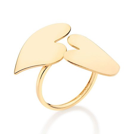 ANEL AJUSTÁVEL FOLHEADO A OURO CORAÇÕES ROMMANEL 513248