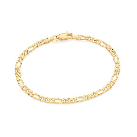 PULSEIRA INFANTIL FOLHEADO A OURO ELO 3X1 LIXADA. MED 16CM ROMMANEL 552024