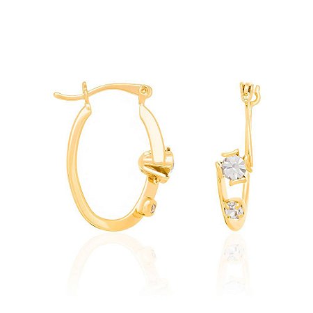 ARGOLA FOLHEADO A OURO COM ZIRCÔNIAS. MED 2,3CM ROMMANEL 522509