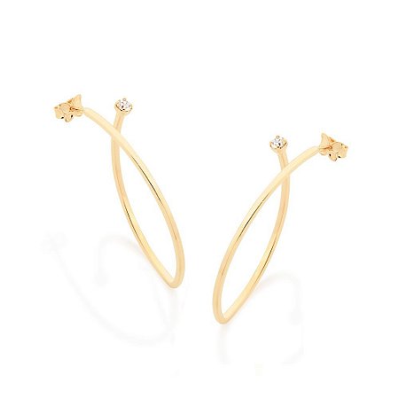 ARGOLA NAVETE FOLHEADO A OURO COM ZIRCÔNIA. MED 4,3CM ROMMANEL 523954