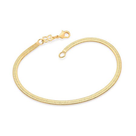PULSEIRA FOLHEADO A OURO FIO RABO DE RATO. MED 19CM ROMMANEL 552031