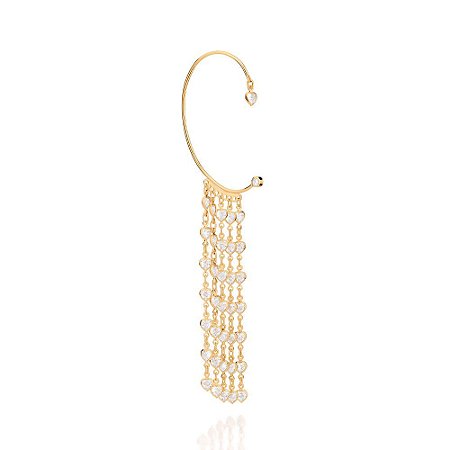 BRINCO EAR WRAP FOLHEADO A OURO CORAÇÕES COM ZIRCÔNIAS. MED 13CM ROMMANEL 527010
