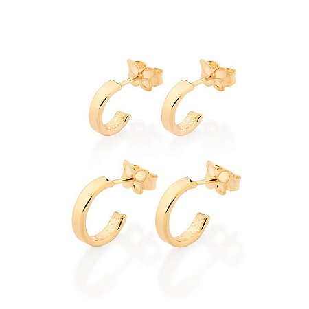 KIT ARGOLAS FOLHEADO A OURO ROMMANEL 527014