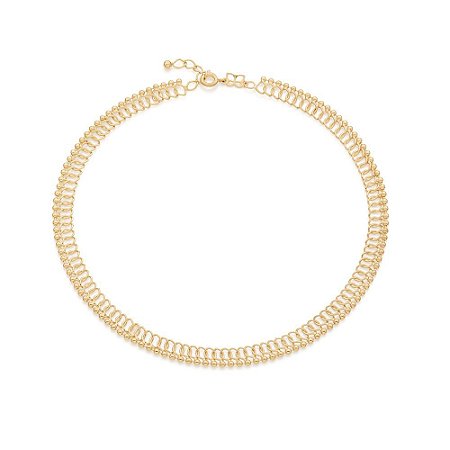 GARGANTILHA CHOCKER FOLHEADO A OURO FIOS ENTRELAÇADOS. MED 38CM ROMMANEL 531982