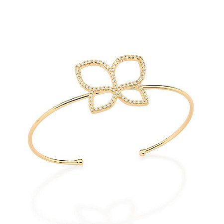 BRACELETE BORBOLETA FOLHEADO A OURO COM ZIRCÔNIAS. MED 6,8CM DIÂMETRO ROMMANEL 552038