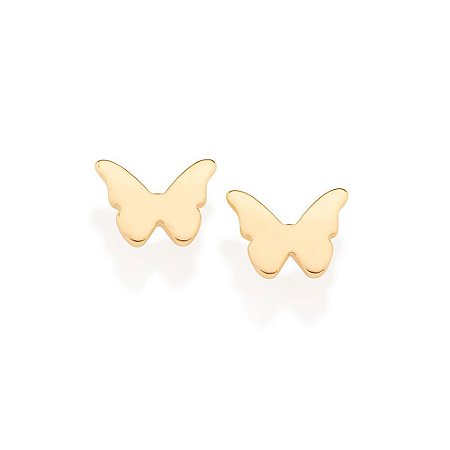BRINCO FOLHEADO A OURO BORBOLETA. MED 1CM ROMMANEL 527035