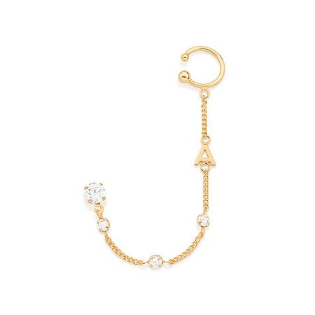 BRINCO COM PIERCING DE PRESSÃO FOLHEADO A OURO LETRAS. MED 9CM ROMMANEL 527032