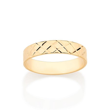 ALIANÇA DIAMANTADA FOLHEADO A OURO ARO TRABALHADO 4MM ROMMANEL 513274