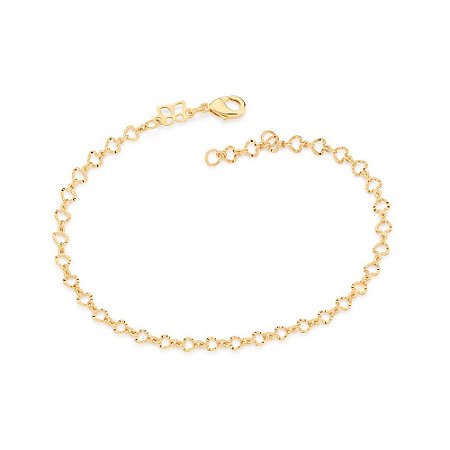 PULSEIRA FOLHEADO A OURO CORAÇÕES. MED 19CM ROMMANEL 552062