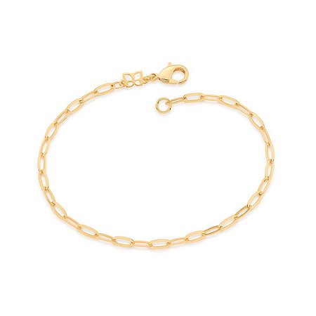 PULSEIRA FOLHEADO A OURO ELO CADEADO OVAL. MED 20CM ROMMANEL 552051