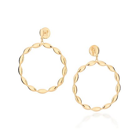 MAXI BRINCO FOLHEADO A OURO FORMATO CÍRCULO. MED 6CM ROMMANEL 527066