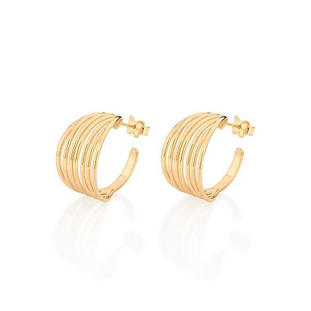 ARGOLA FOLHEADO A OURO FIOS LISOS. MED 1,3CM ROMMANEL 527079