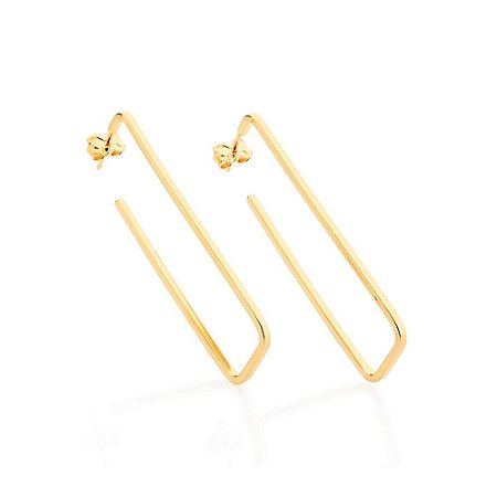 ARGOLA FOLHEADO A OURO FORMATO RETANGULAR. MED 4,8CM ROMMANEL 524041