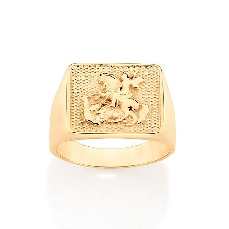 ANEL MASCULINO FOLHEADO A OURO SÃO JORGE ROMMANEL 513312