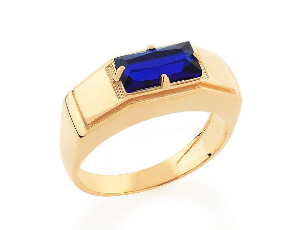 ANEL DE FORMATURA MASCULINO FOLHEADO A OURO CRISTAL COLORIDO ROMMANEL 512478
