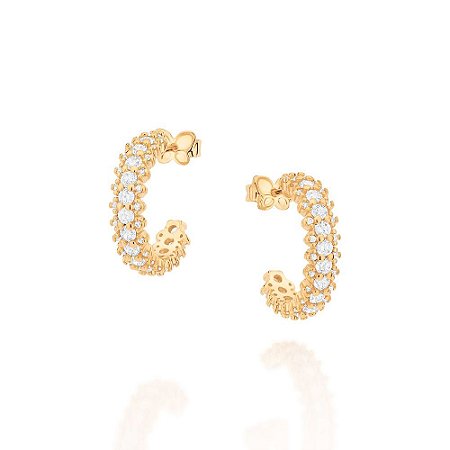 ARGOLA FOLHEADO A OURO COM ZIRCÔNIAS. MED 1,9CM ROMMANEL 527110