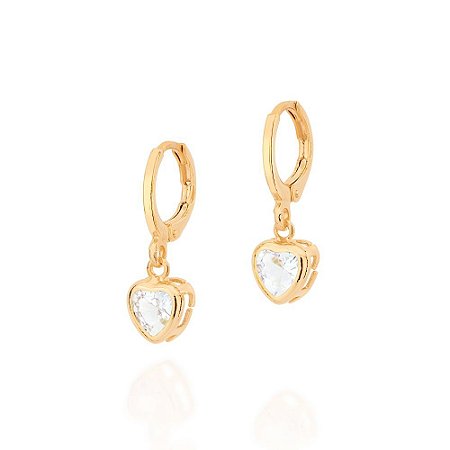ARGOLA CORAÇÃO FOLHEADO A OURO COM ZIRCÔNIA. MED 2,3CM ROMMANEL 527125