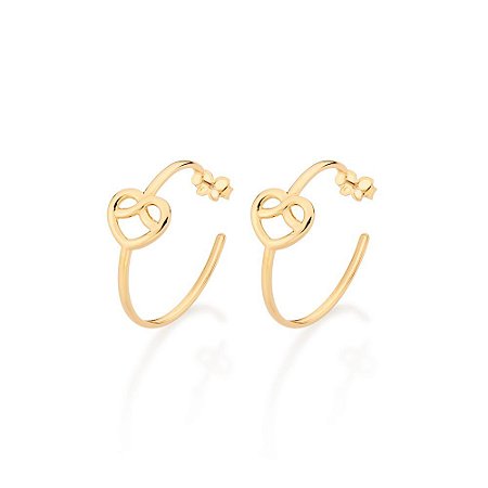 ARGOLA FOLHEADO A OURO CORAÇÃO INFINITO. MED 3CM ROMMANEL 527127