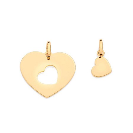 PINGENTE CORAÇÃO FOLHEADO A OURO CARA METADE. MED 2,7CM ROMMANEL 542694