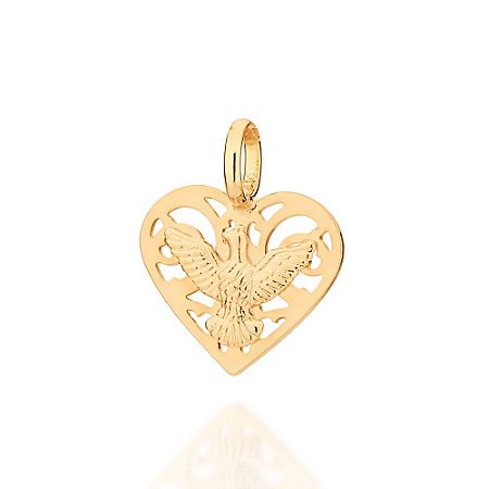 PINGENTE CORAÇÃO FOLHEADO A OURO ESPÍRITO SANTO. MED 1,7CM ROMMANEL 542697