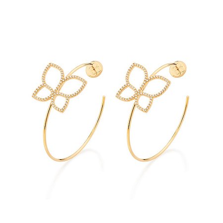 ARGOLA FOLHEADO A OURO BORBOLETA. MED 5,5CM ROMMANEL 527106