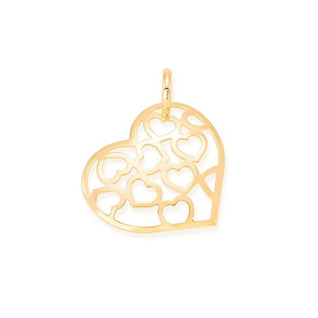 PINGENTE FOLHEADO A OURO CORAÇÕES VAZADOS. MED 2,3CM ROMMANEL 541163