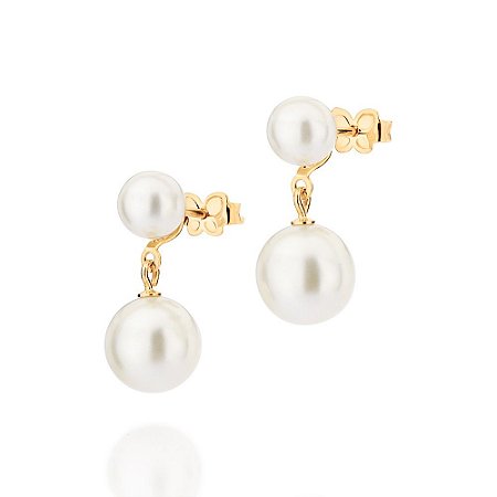 BRINCO FOLHEADO A OURO COM PÉROLAS. MED 2,3CM ROMMANEL 527133