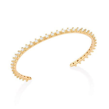 BRACELETE FOLHEADO A OURO COM ZIRCÔNIAS. MED 6CM ROMMANEL 552074