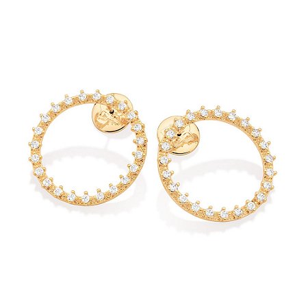 BRINCO REDONDO FOLHEADO A OURO COM ZIRCÔNIAS. MED 2,9CM ROMMANEL 527131