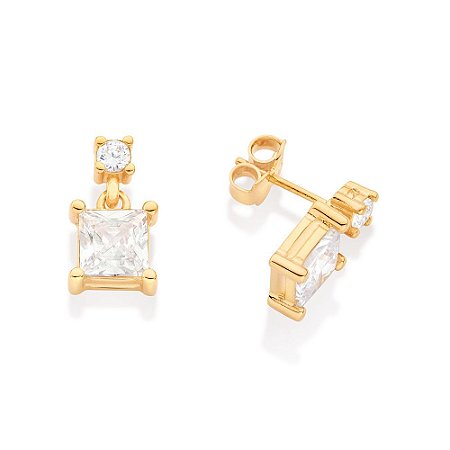 BRINCO FOLHEADO A OURO COM ZIRCÔNIAS. MED 1,4CM ROMMANEL 527132
