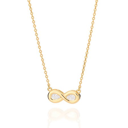 GARGANTILHA FOLHEADO A OURO INFINITO COM ZIRCÔNIAS. MED 50CM ROMMANEL 532446