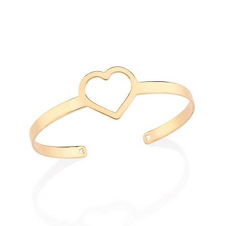BRACELETE FOLHEADO A OURO CORAÇÃO VAZADO. MED 6,2CM DIÂMETRO ROMMANEL 552076