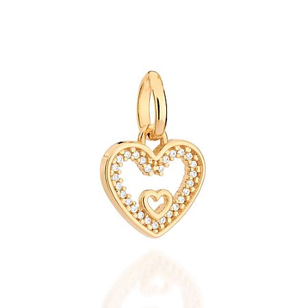 PINGENTE FOLHEADO A OURO CORAÇÃO COM ZIRCÔNIAS. MED 1,7CM ROMMANEL 542706