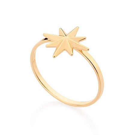 ANEL FOLHEADO A OURO ESTRELA ROSA DOS VENTOS ROMMANEL 513346
