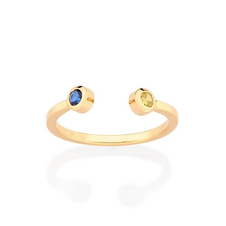 ANEL AJUSTÁVEL FOLHEADO A OURO COM ZIRCÔNIAS COLORIDAS ROMMANEL 513350