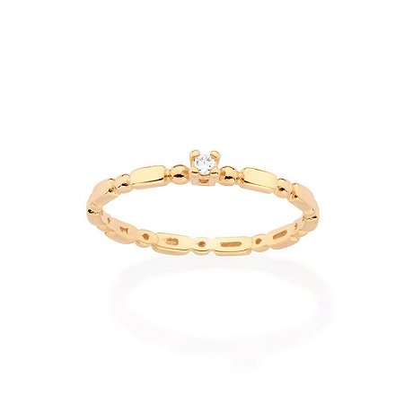 ANEL SOLITÁRIO FOLHEADO A OURO COM ZIRCÔNIA ROMMANEL 513351