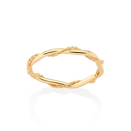 ANEL SKINNY FOLHEADO A OURO ARO TORCIDO ROMMANEL 513357