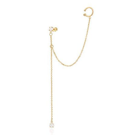 EAR CUFF COM PIERCING DE PRESSÃO FOLHEADO A OURO. MED 11CM ROMMANEL 527153