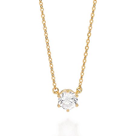 GARGANTILHA FOLHEADO A OURO COM ZIRCÔNIA. MED 50CM ROMMANEL 532459