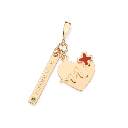 PINGENTE FOLHEADO A OURO ENFERMAGEM. MED 3,9CM ROMMANEL 542721