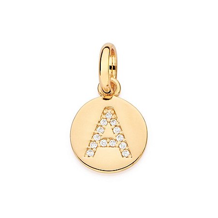 PINGENTE FOLHEADO A OURO LETRA COM ZIRCÔNIAS. MED 1,3CM ROMMANEL 542722