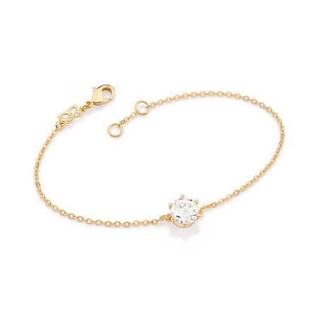 PULSEIRA FOLHEADO A OURO COM ZIRCÔNIA. MED 18CM ROMMANEL 552092