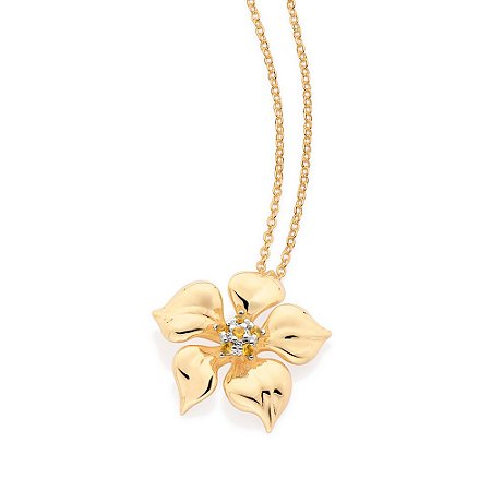 GARGANTILHA FOLHEADO A OURO COM ZIRCÔNIAS E APLIQUE DE RHODIUM AMARELO. MED 50CM ROMMANEL 532474