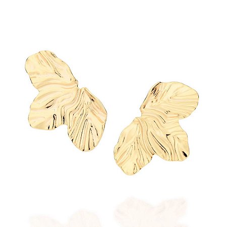 BRINCO MEIA FLOR FOLHEADO A OURO. MED 3,4CM ROMMANEL 527180