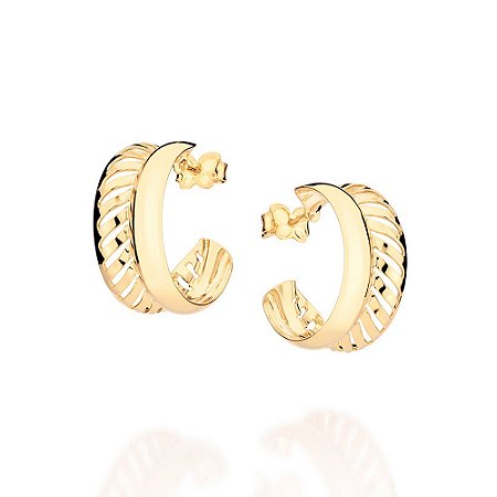 ARGOLA FOLHEADO A OURO COM DETALHES VAZADOS. MED 2,2CM ROMMANEL 527185