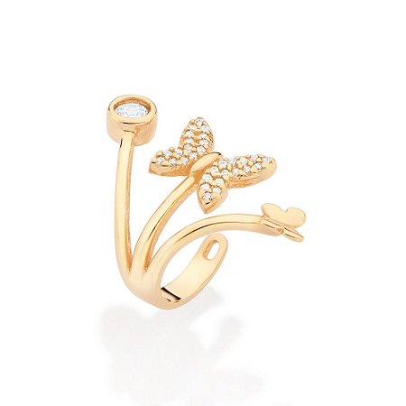 PIERCING DE PRESSÃO FOLHEADO A OURO BORBOLETA COM ZIRCÔNIAS. MED 1,8CM ROMMANEL 527186