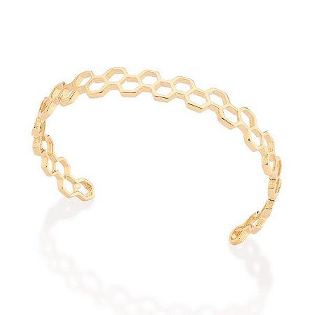BRACELETE FOLHEADO A OURO FORMATO COLMÉIA. MED 6CM DIÂMETRO ROMMANEL 552103