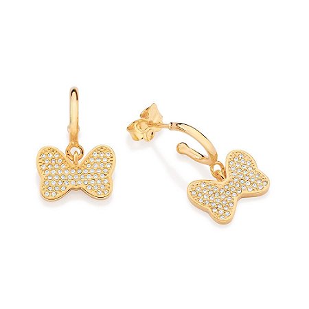 ARGOLA FOLHEADO A OURO LAÇO DA MINNIE COM ZIRCÔNIAS. MED 1,9CM ROMMANEL 527225