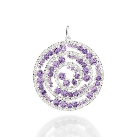 PINGENTE PRATA 925 MANDALA COM ZIRCÔNIAS BRANCO E LILÁS. MED 4,8CM ROMMANEL 840060